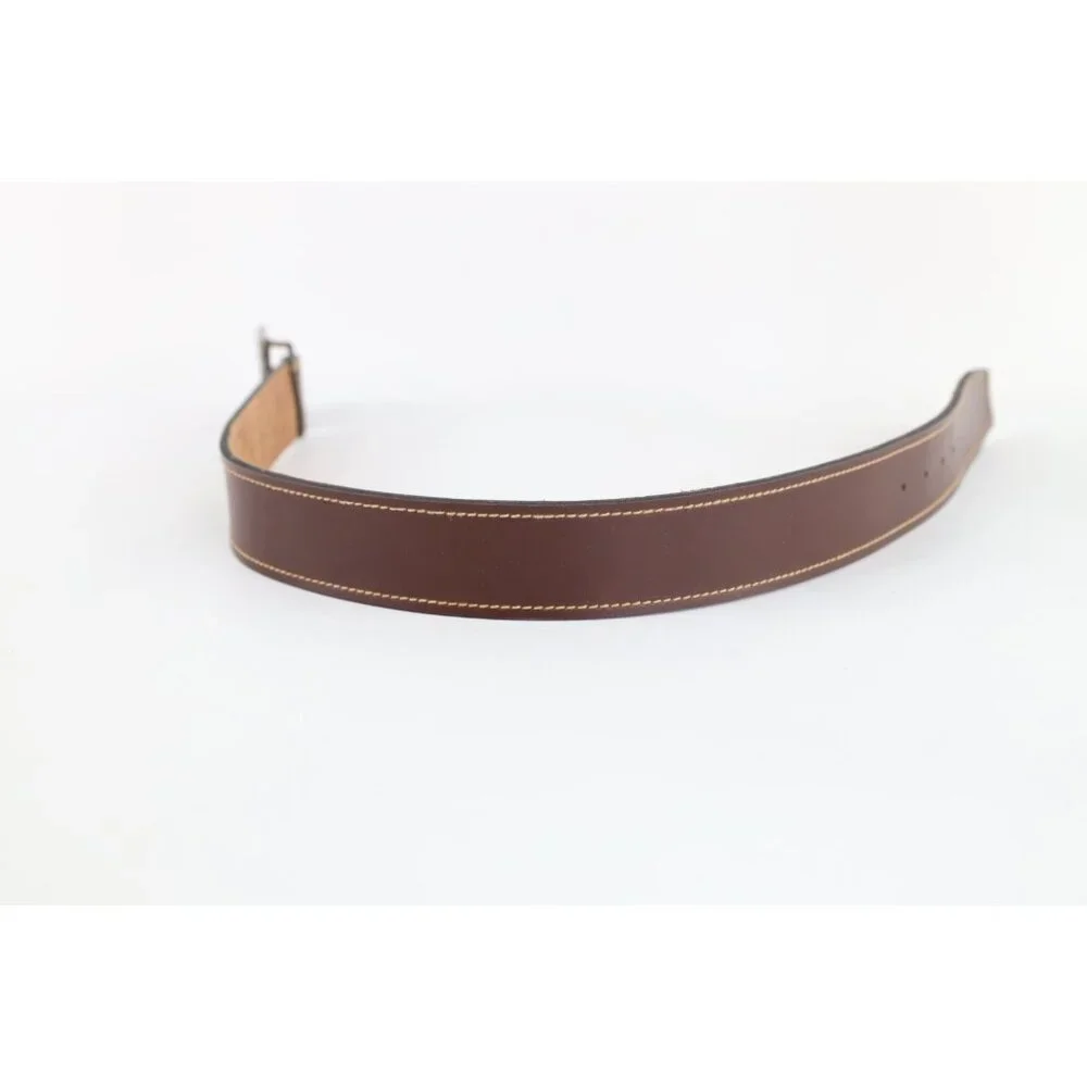 Vtg 70s 80s Levis Brass Buckle Leather Belt Waist Pants Belt Brown Boys 24 USA
